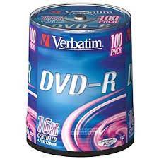 Диск DVD-R Verbatim 4,7Gb 16x Cake Box (100шт) 43549